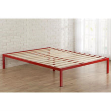 Load image into Gallery viewer, Queen Modern Red Metal Platform Bed Frame with Wooden Slats