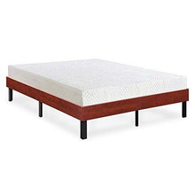 Load image into Gallery viewer, Queen size Metal Slat Platform Bed Frame with Cherry Finish Wood Sides