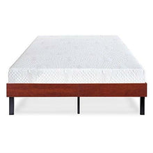 Load image into Gallery viewer, Queen size Metal Slat Platform Bed Frame with Cherry Finish Wood Sides