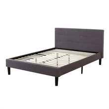 Load image into Gallery viewer, Queen size Modern Grey Linen Upholstered Platform Bed with Padded Tufted Headboard