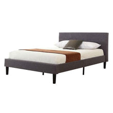Load image into Gallery viewer, Queen size Modern Grey Linen Upholstered Platform Bed with Padded Tufted Headboard