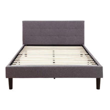Load image into Gallery viewer, Queen size Modern Grey Linen Upholstered Platform Bed with Padded Tufted Headboard