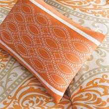 Load image into Gallery viewer, Queen size 5-Piece Orange Damask Print Comforter Set