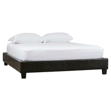 Load image into Gallery viewer, Queen size Modern Dark Chocolate Brown Faux Leather Upholstered Platform Bed Frame