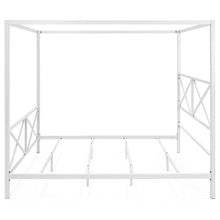 Load image into Gallery viewer, Queen size Modern Canopy Bed Frame in White Metal Finish