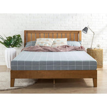 Load image into Gallery viewer, Queen Solid Wood Platform Bed Frame with Headboard in Medium Brown Finish