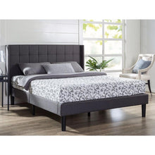 Load image into Gallery viewer, Queen size Grey Wingback Upholstered Platform Bed