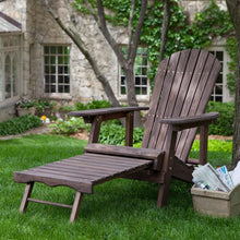 Load image into Gallery viewer, Dark Brown Wood Adirondack Chair with Built-in Retractable Ottoman