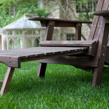 Load image into Gallery viewer, Dark Brown Wood Adirondack Chair with Built-in Retractable Ottoman