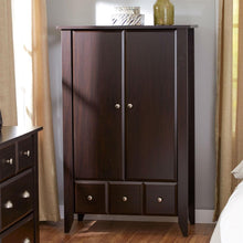 Load image into Gallery viewer, Bedroom Wardrobe Armoire Cabinet in Dark Brown Mocha Wood Finish