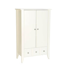 Load image into Gallery viewer, Classic Bedroom Armoire Wardrobe Cabinet in Soft White Wood Finish