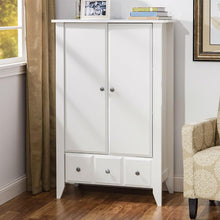 Load image into Gallery viewer, Classic Bedroom Armoire Wardrobe Cabinet in Soft White Wood Finish