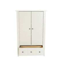 Load image into Gallery viewer, Classic Bedroom Armoire Wardrobe Cabinet in Soft White Wood Finish