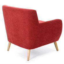 Load image into Gallery viewer, Red Linen Upholstered Armchair with Mid-Century Modern Classic Style Wood Legs