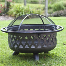 Load image into Gallery viewer, 36-inch Bronze Fire Pit with Grill Grate Spark Screen Cover and Poker