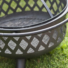 Load image into Gallery viewer, 36-inch Bronze Fire Pit with Grill Grate Spark Screen Cover and Poker