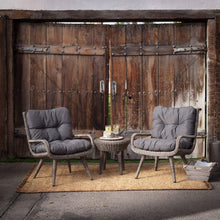 Load image into Gallery viewer, Weather Resistant Wicker Resin Patio Furniture Set with 2 Chairs Cushions and Side Table