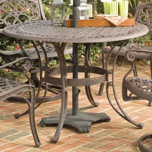 Load image into Gallery viewer, 42-inch Round Patio Dining Table in Rust Brown Metal with Umbrella Hole