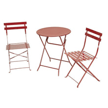 Load image into Gallery viewer, Red 3-Piece Folding Outdoor Patio Furniture Bistro-Style Table and Chairs Set