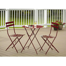 Load image into Gallery viewer, Red 3-Piece Folding Outdoor Patio Furniture Bistro-Style Table and Chairs Set
