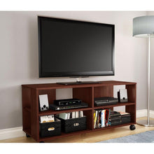 Load image into Gallery viewer, Modern Royal Cherry Finish TV Stand with Casters Wheels