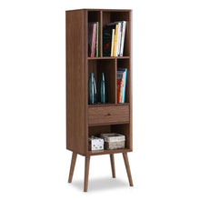 Load image into Gallery viewer, Mid-Century Modern Bookcase Display Shelf in Walnut Wood Finish