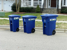 Load image into Gallery viewer, 32 Gallon Blue Commercial Heavy-Duty Rollout Recycler Trash Can Container