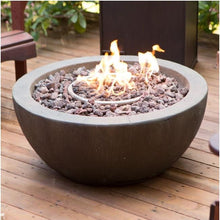 Load image into Gallery viewer, 28-inch Round Gray Enviro Stone Fire Pit Bowl with Propane Tank Hideaway Table