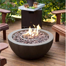 Load image into Gallery viewer, 28-inch Round Gray Enviro Stone Fire Pit Bowl with Propane Tank Hideaway Table