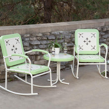 Load image into Gallery viewer, Mint Green Retro Patio 3 Piece Metal Rocker Rocking Chair Set