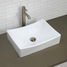 Load image into Gallery viewer, Modern Rectangular White Ceramic Vessel Bathroom Sink with Curved Interior