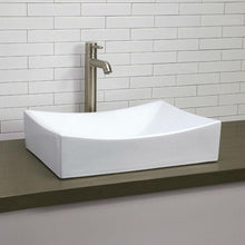 Load image into Gallery viewer, Modern Rectangular White Ceramic Vessel Bathroom Sink with Curved Interior