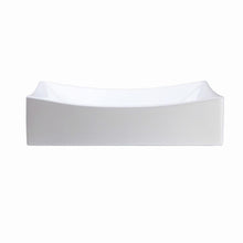 Load image into Gallery viewer, Modern Rectangular White Ceramic Vessel Bathroom Sink with Curved Interior