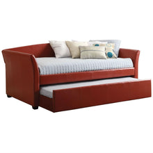 Load image into Gallery viewer, Twin size Red Faux Leather Upholstered Daybed with Trundle