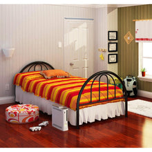 Load image into Gallery viewer, Twin Black Metal Platform Bed Frame with Arch Headboard &amp; Footboard
