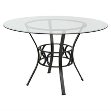 Load image into Gallery viewer, Round 48-inch Clear Glass Dining Table with Black Metal Frame