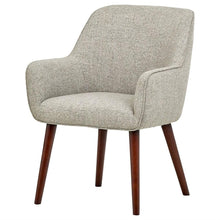 Load image into Gallery viewer, Mid-Century Style Modern Accent Dining Chair with Wood Legs and Light Grey Fabric Seat