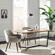 Load image into Gallery viewer, Mid-Century Style Modern Accent Dining Chair with Wood Legs and Light Grey Fabric Seat