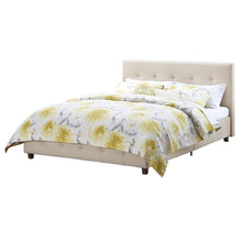 Load image into Gallery viewer, Full size Tan Linen Upholstered Platform Bed Frame with Button-Tufted Headboard