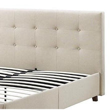 Load image into Gallery viewer, Full size Tan Linen Upholstered Platform Bed Frame with Button-Tufted Headboard