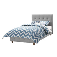 Load image into Gallery viewer, Twin size Grey Upholstered Platform Bed Frame with Button-Tufted Headboard