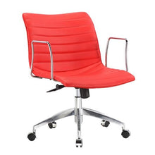 Load image into Gallery viewer, Red Faux Leather Upholstered Mid-century Modern Mid-Back Office Chair
