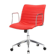 Load image into Gallery viewer, Red Faux Leather Upholstered Mid-century Modern Mid-Back Office Chair