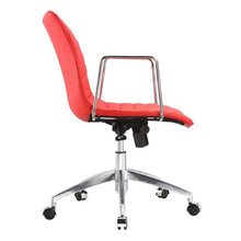 Load image into Gallery viewer, Red Faux Leather Upholstered Mid-century Modern Mid-Back Office Chair