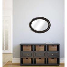 Load image into Gallery viewer, Round Oval Bathroom Wall Mirror with Beveled Edge and Bronze Frame