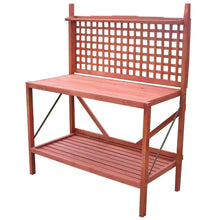 Load image into Gallery viewer, Outdoor Folding Wooden Potting Bench Garden Trellis with Storage Space