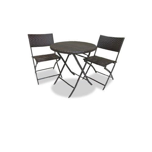 3-Piece Outdoor Bistro Set with Round Table and 2 Patio Chairs