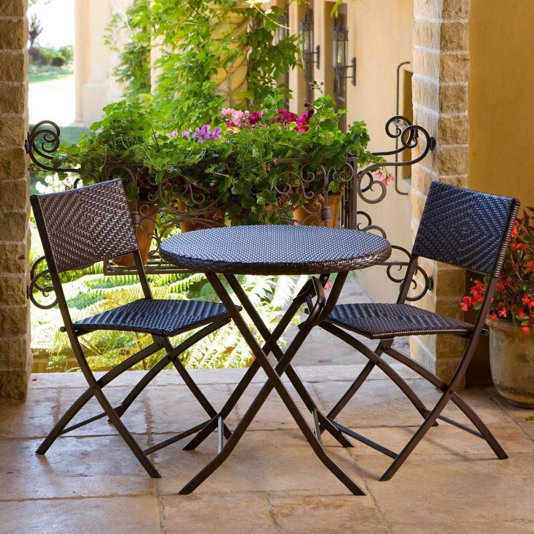 3 Piece Outdoor Bistro Patio Furniture Set in Espresso
