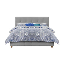 Load image into Gallery viewer, Full size Grey Padded Linen Upholstered Platform Bed with Headboard