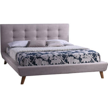 Load image into Gallery viewer, Queen size Mid-Century Style Beige Upholstered Platform Bed
